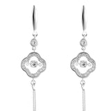 Square Long Chain Danglers with Dancing Stone | Hallmark 925 Silver