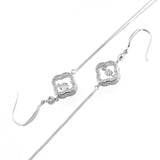 Square Long Chain Danglers with Dancing Stone | Hallmark 925 Silver